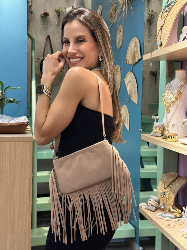 Bolsa menor camurça franjas