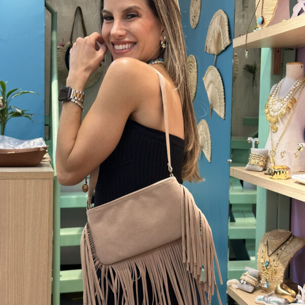 Bolsa menor camurça franjas