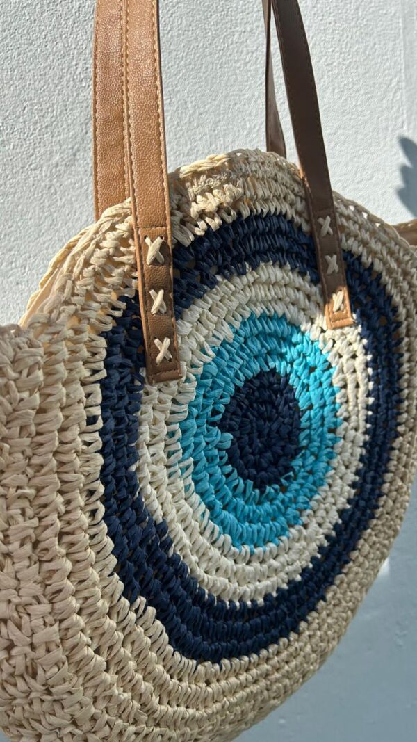 Bolsa palha Boho maxi olho grego