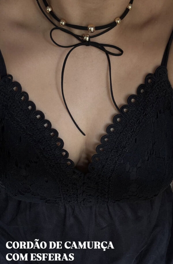Choker cordão de camurça com esferas - Imagem 3