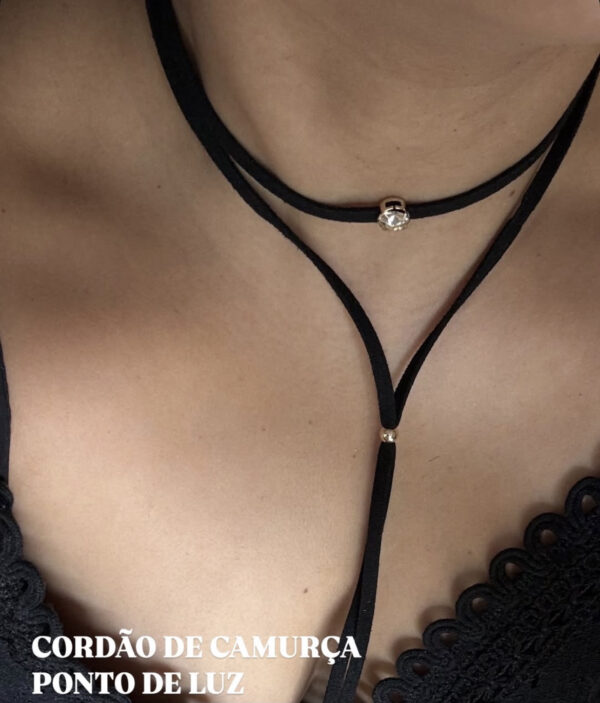 Choker cordão de camurça ponto de luz - Imagem 3
