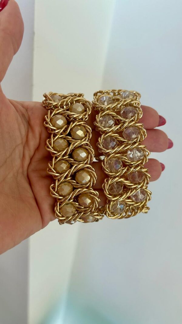 Pulseira cristais tramada - Imagem 6