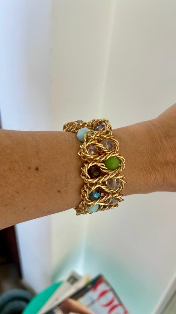 Pulseira cristais tramada - Imagem 2