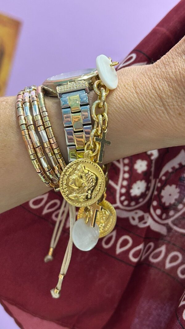 Pulseira moedas madre cruzinhas - Imagem 2