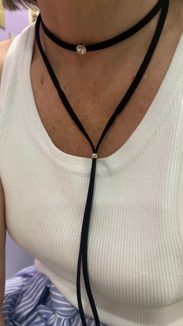 Choker cordão de camurça ponto de luz - Imagem 4