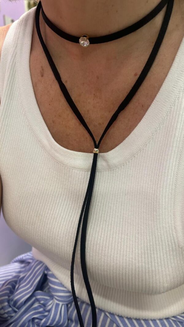 Choker cordão de camurça ponto de luz - Imagem 2