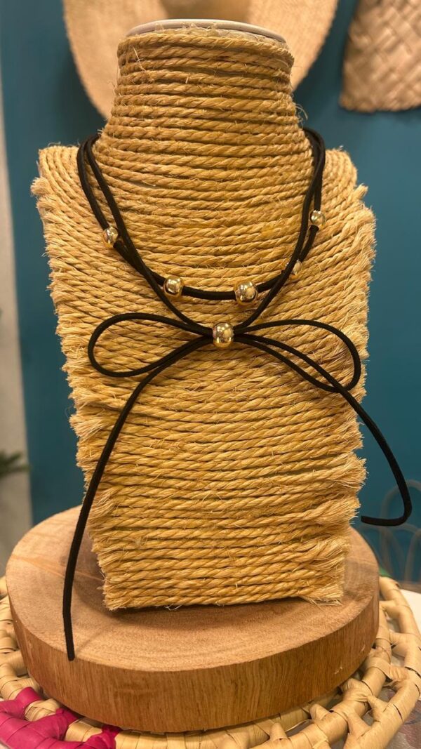 Choker cordão de camurça com esferas - Imagem 4