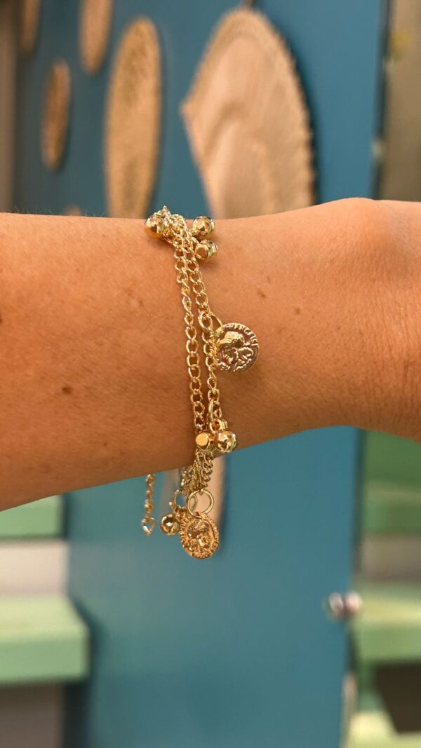 Pulseira medalhinhas esferas - Imagem 2