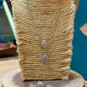 Conj colar gota cristal