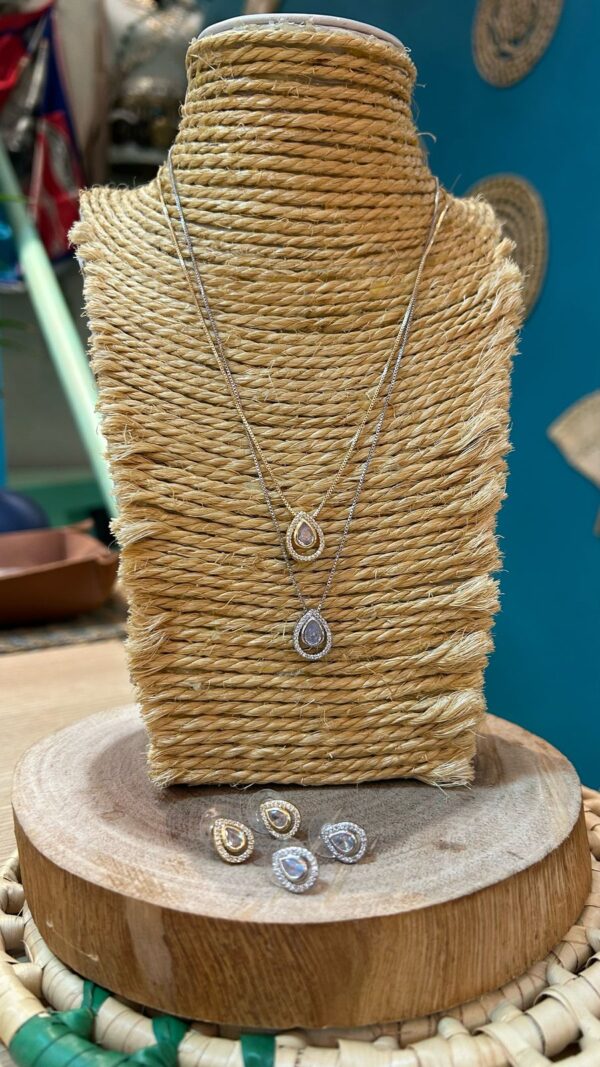 Conj colar gota cristal