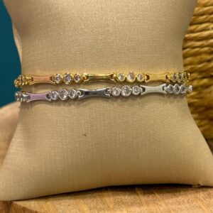 Pulseira elos zircônias triplas