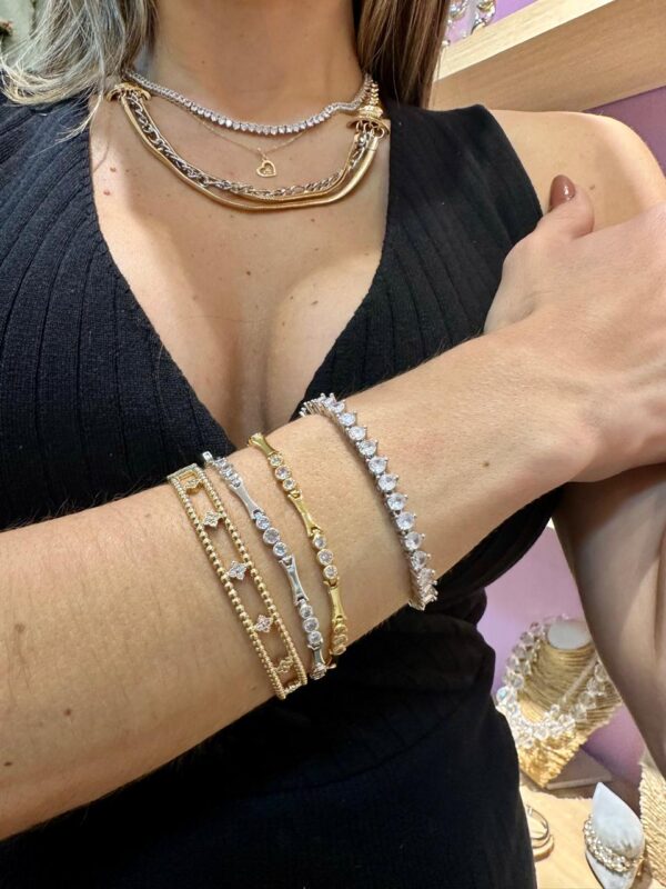 Pulseira elos zircônias triplas - Imagem 3