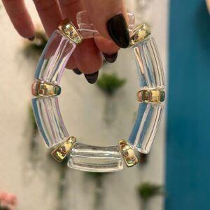 Pulseira resina transparente esferas