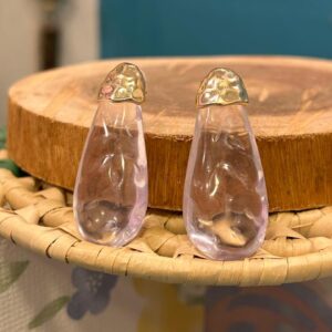 Brinco resina transparente gota gold