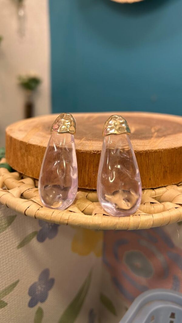 Brinco resina transparente gota gold - Imagem 4