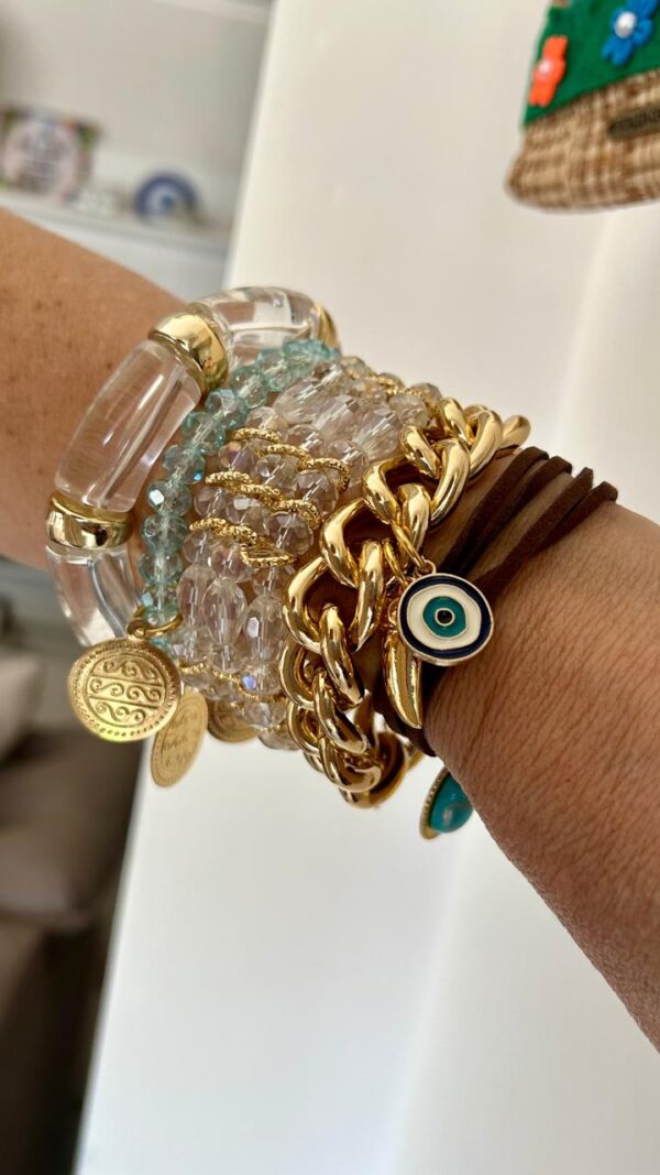 Pulseira cristais detalhes dourado - Imagem 2