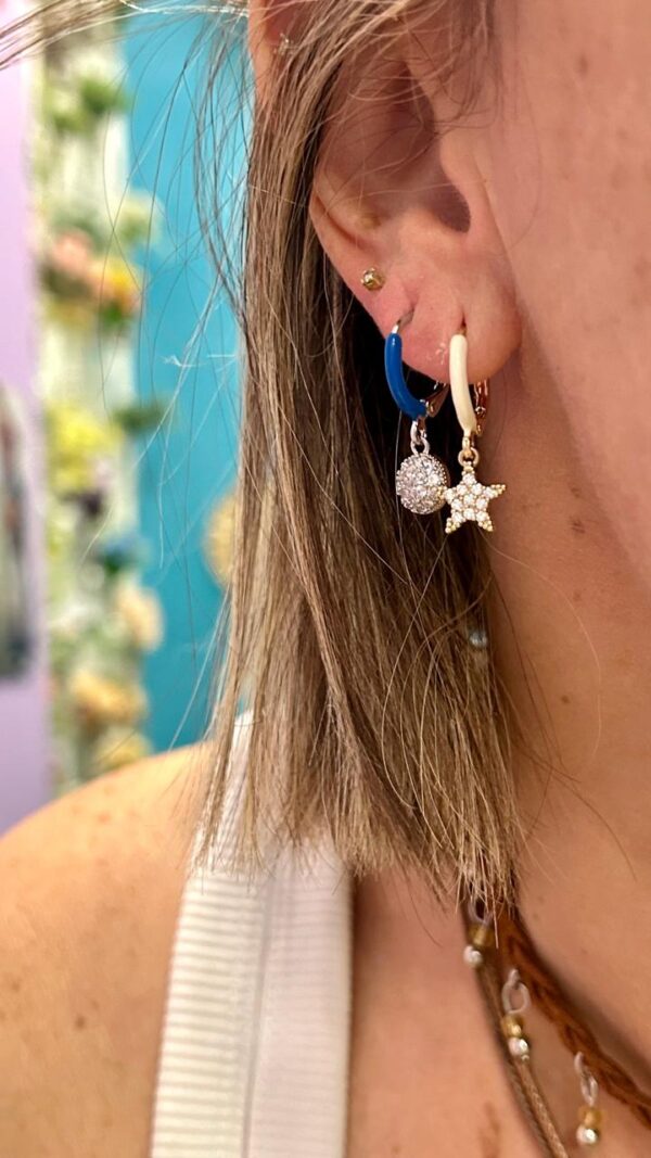 Argolinha esmaltada estrela cravejada - Imagem 2