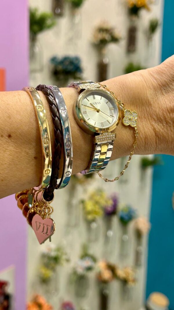 Pulseira correntinha trevo cravejado - Imagem 6