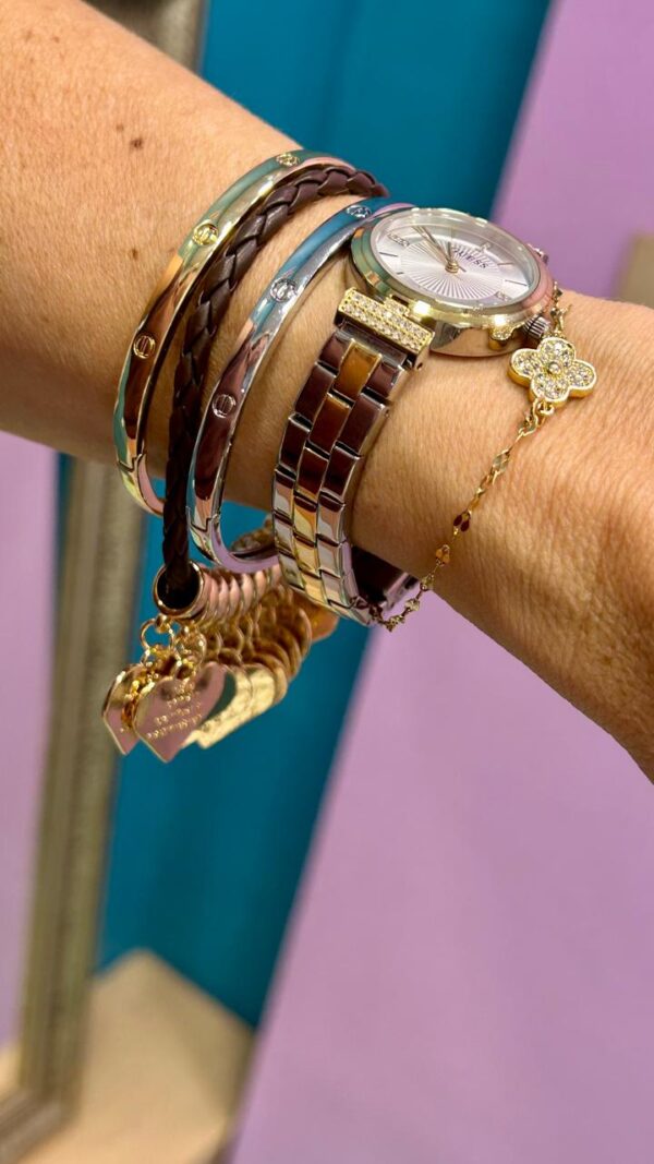 Pulseira correntinha trevo cravejado - Imagem 2