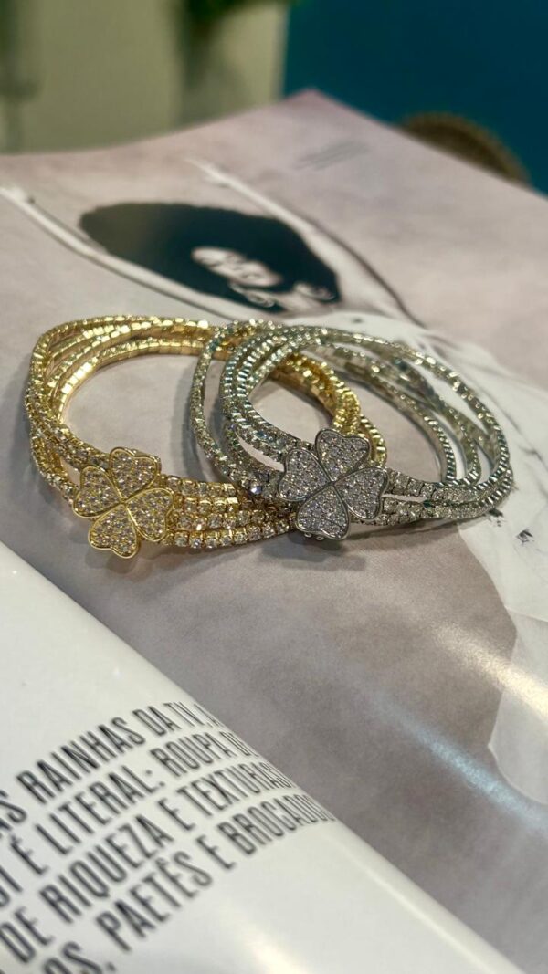 Kit pulseiras strass c Charm - Imagem 6