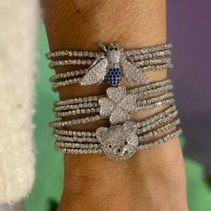 Kit pulseiras strass c Charm