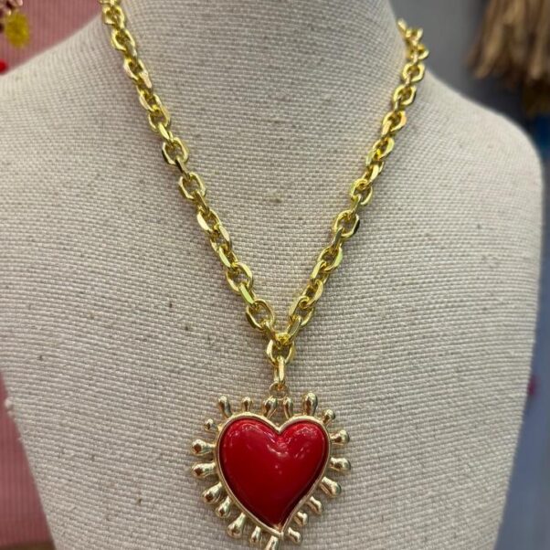 Colar coração pontinhas