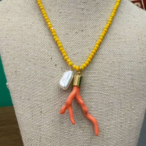 Colar cristais Coral